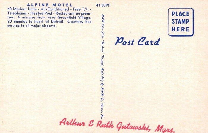 Alpine Motel - Postcard (newer photo)